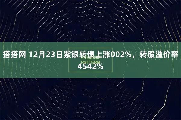 搭搭网 12月23日紫银转债上涨002%，转股溢价率4542%